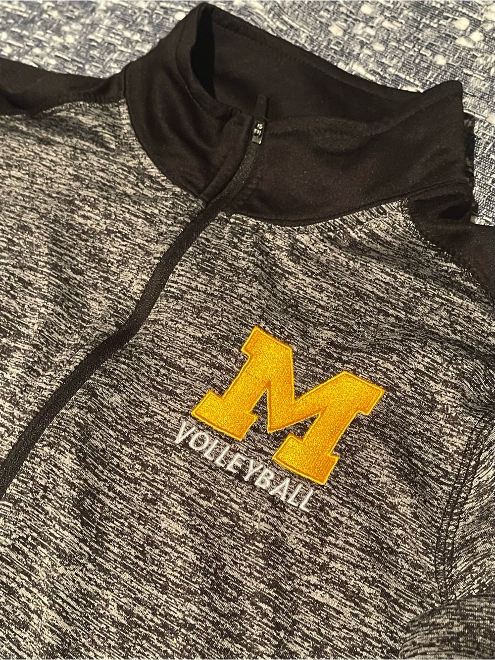 Holloway Gray and Black University of Michigan Volleyball Quarter Zip Pullover